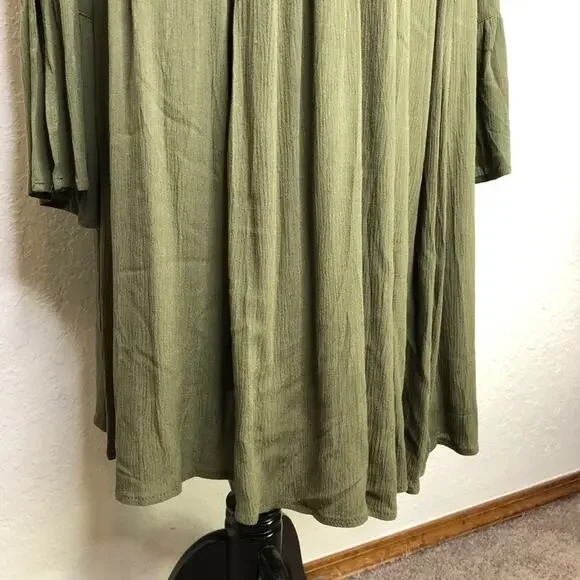 Torrid army olive green slit sleeve tassel boho peasant dress size 0 or Large - Picture 6 of 16